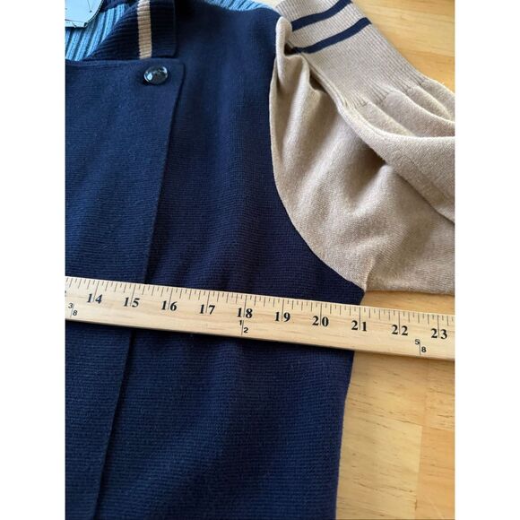 CAbi Varsity Colorblock Cardigan Sweater Jacket – Navy/Tan/Blue – XL – NWT - Picture 8 of 12